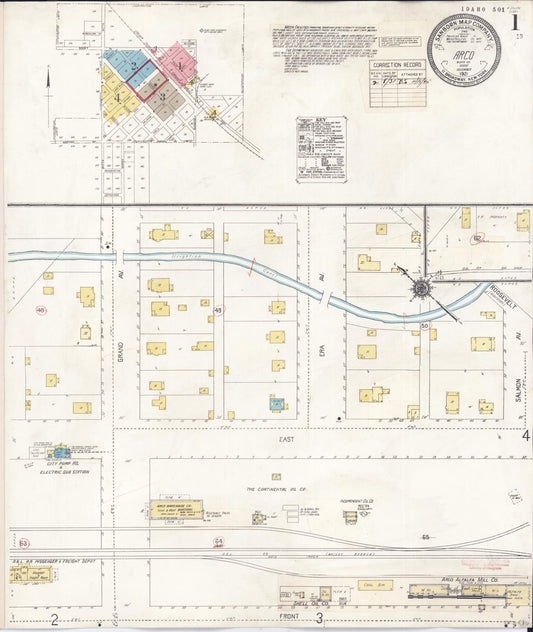 Sanborn Fire Insurance Map from Arco, Butte County, Idaho (1931), Sheet #0001 - Historic Sanborn Fire Insurance Map Print, vintage old map wall art, antique decor, genealogy gift, Idaho Idaho map