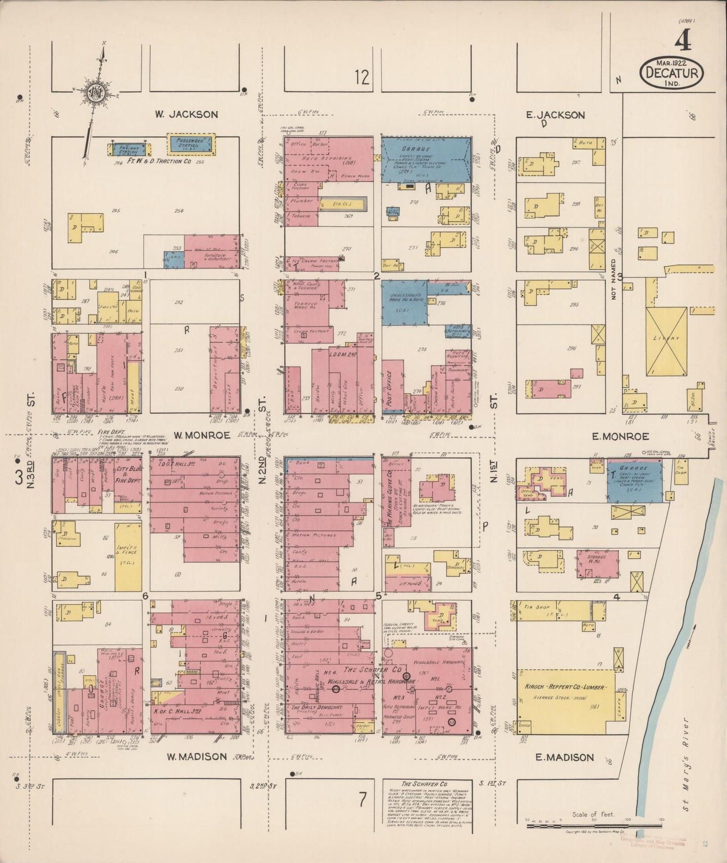 Sanborn Fire Insurance Map from Decatur, Adams County, Indiana (1922), Sheet #0004 - Complete Map Set gallery image, historic Sanborn map, vintage wall art, Indiana Indiana