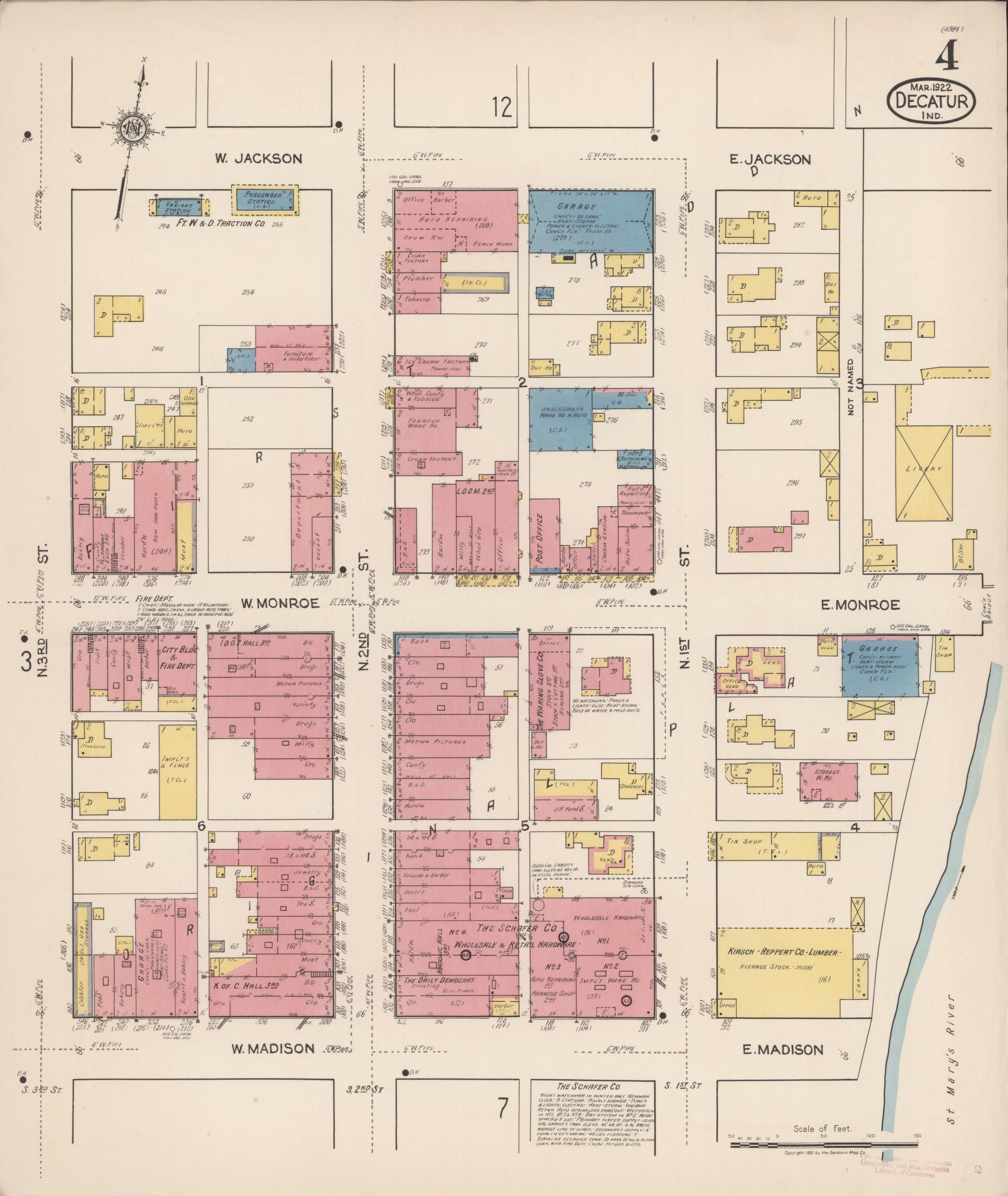 Sanborn Fire Insurance Map from Decatur, Adams County, Indiana (1922), Sheet #0004 - Complete Map Set gallery image, historic Sanborn map, vintage wall art, Indiana Indiana