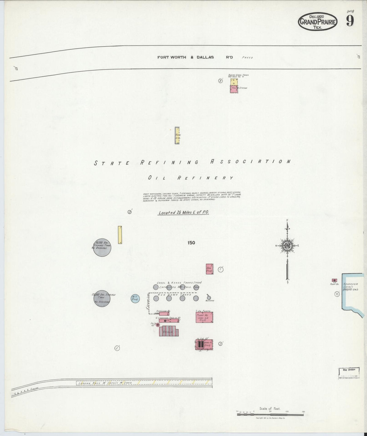 Sanborn Fire Insurance Map from Grand Prairie, Dallas County, Texas (1920), Sheet #0009 - Complete Map Set gallery image, historic Sanborn map, vintage wall art, Texas Texas