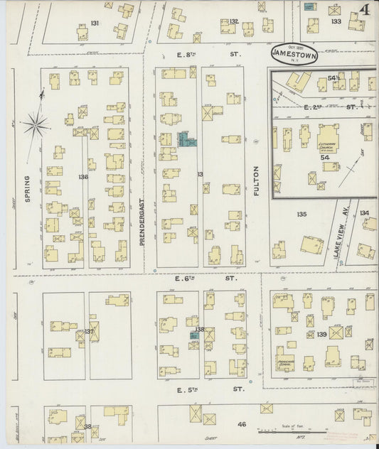 Sanborn Fire Insurance Map from Jamestown, Chautauqua County, New York (1891), Sheet #0004 - Historic Sanborn Fire Insurance Map Print, vintage old map wall art, antique decor, genealogy gift, New York New York map