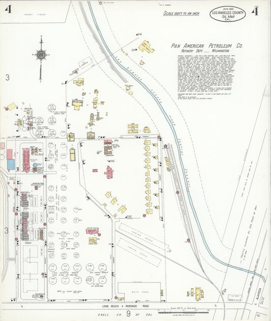 Sanborn Fire Insurance Map from Los Angeles Co., Los Angeles County, California (1924), Sheet #0004 - Historic Sanborn Fire Insurance Map Print, vintage old map wall art, antique decor, genealogy gift, California California map
