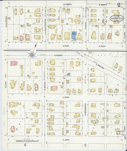Sanborn Fire Insurance Map from Brookfield, Linn County, Missouri (1905), Sheet #0002 - Complete Map Set gallery image, historic Sanborn map, vintage wall art, Missouri Missouri