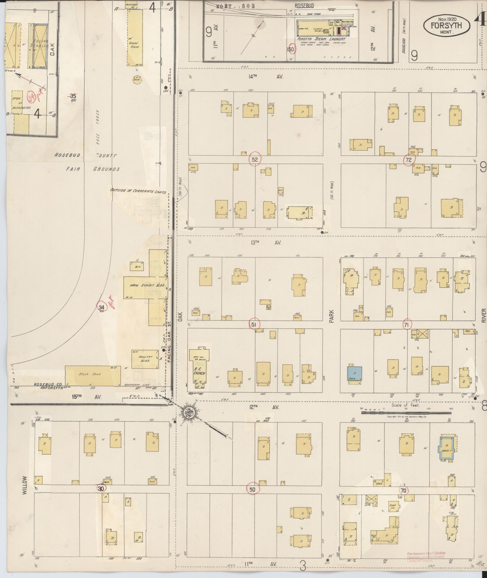 Sanborn Fire Insurance Map from Forsyth, Rosebud County, Montana (1941), Sheet #0004 - Complete Map Set gallery image, historic Sanborn map, vintage wall art, Montana Montana