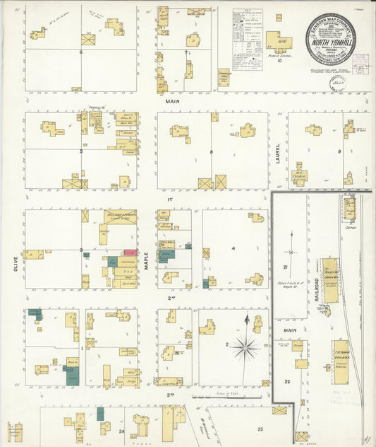 Sanborn Fire Insurance Map from North Yamhill, Yamhill County, Oregon (1902), Sheet #0001 - Historic Sanborn Fire Insurance Map Print, vintage old map wall art, antique decor, genealogy gift, Oregon Oregon map