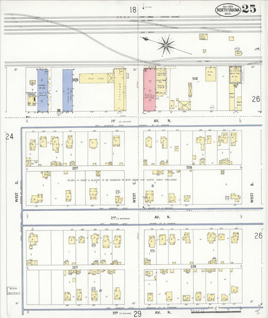 Sanborn Fire Insurance Map from North Yakima, Yakima County, Washington (1909), Sheet #0025 - Historic Sanborn Fire Insurance Map Print, vintage old map wall art, antique decor, genealogy gift, Washington Washington map