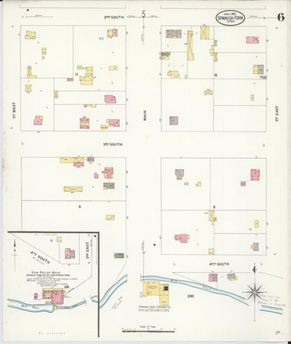 Sanborn Fire Insurance Map from Spanish Fork, Utah County, Utah (1908), Sheet #0006 - Complete Map Set gallery image, historic Sanborn map, vintage wall art, Spanish Fork Utah