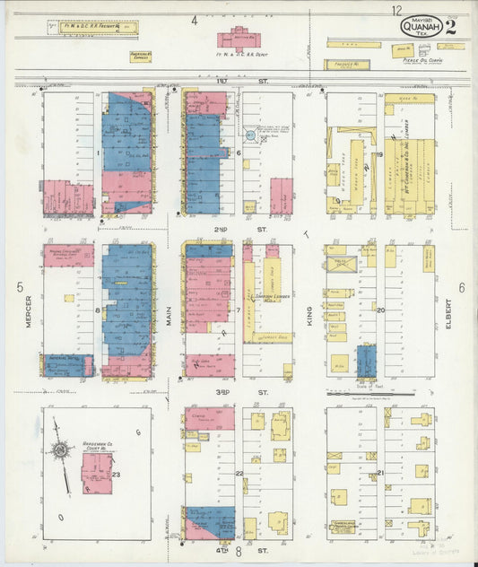 Sanborn Fire Insurance Map from Quanah, Hardeman County, Texas (1921), Sheet #0002 - Historic Sanborn Fire Insurance Map Print, vintage old map wall art, antique decor, genealogy gift, Texas Texas map