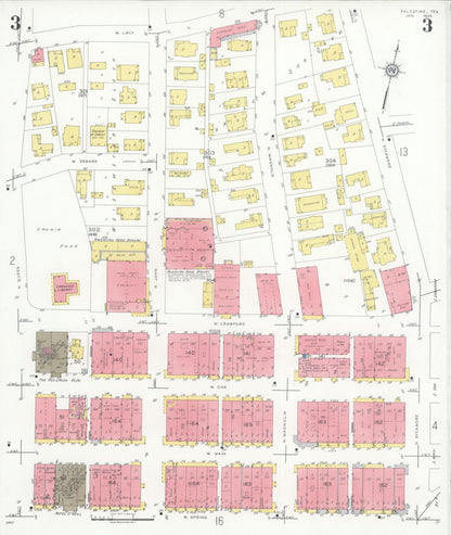 Sanborn Fire Insurance Map from Palestine, Anderson County, Texas (1935), Sheet #0003 - Historic Sanborn Fire Insurance Map Print, vintage old map wall art, antique decor, genealogy gift, Texas Texas map