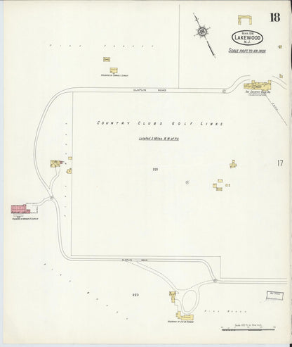 Sanborn Fire Insurance Map from Lakewood, Ocean County, New Jersey (1916), Sheet #0018 - Historic Sanborn Fire Insurance Map Print, vintage old map wall art, antique decor, genealogy gift, New Jersey New Jersey map