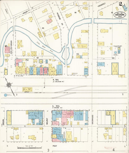 Sanborn Fire Insurance Map from Shoshone, Lincoln County, Idaho (1911), Sheet #0002 - Complete Map Set gallery image, historic Sanborn map, vintage wall art, Idaho Idaho