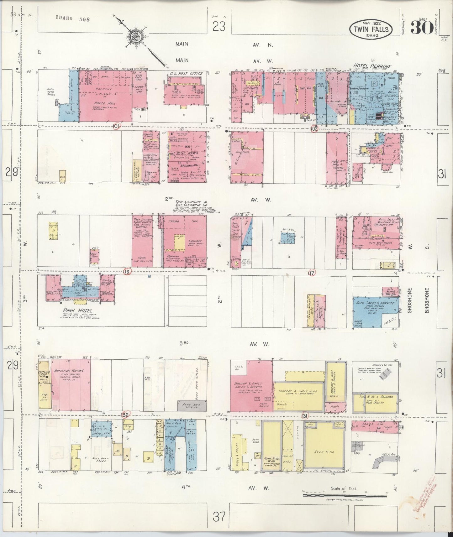 Sanborn Fire Insurance Map from Twin Falls, Twin Falls County, Idaho (1949), Sheet #0030 - Complete Map Set gallery image, historic Sanborn map, vintage wall art, Falls Idaho