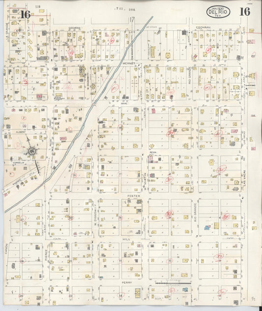 Sanborn Fire Insurance Map from Del Rio, Val Verde County, Texas (1948), Sheet #0016 - Historic Sanborn Fire Insurance Map Print, vintage old map wall art, antique decor, genealogy gift, Texas Texas map