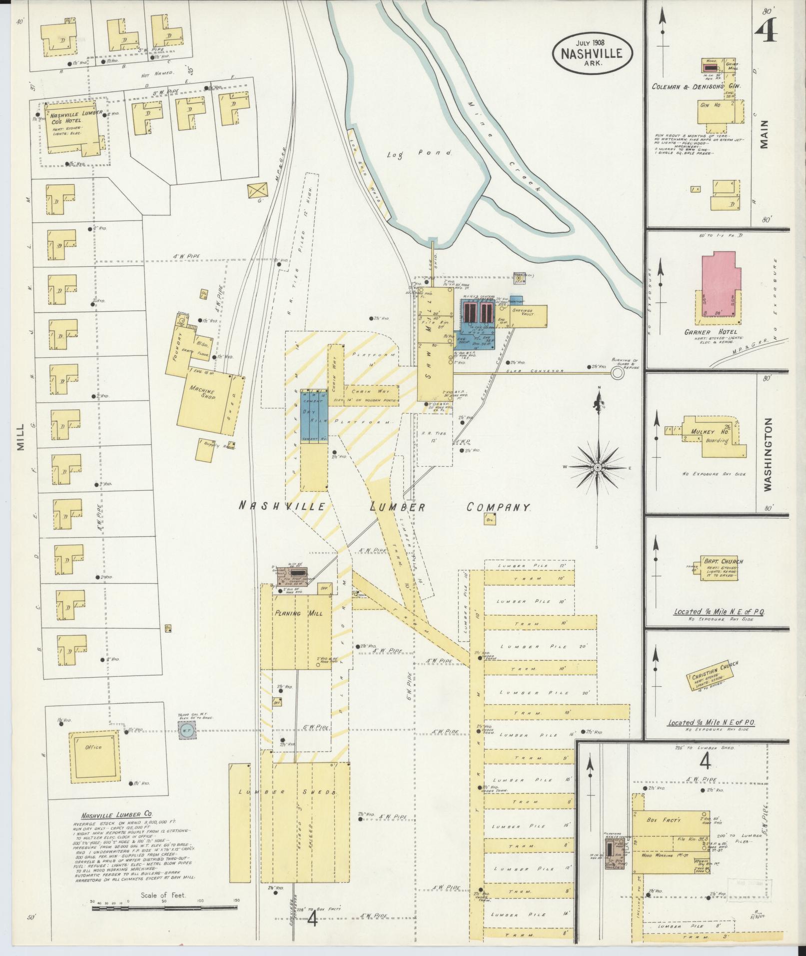 Sanborn Fire Insurance Map from Nashville, Howard County, Arkansas (1908), Sheet #0004 - Complete Map Set gallery image, historic Sanborn map, vintage wall art, Arkansas Arkansas