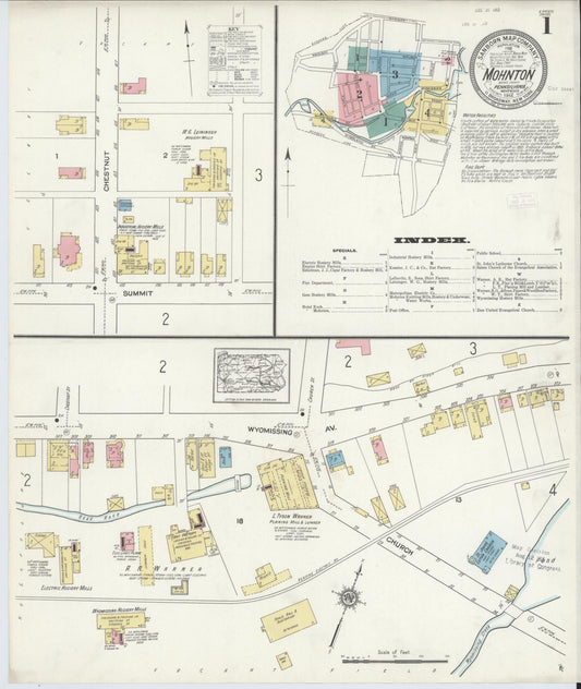 Sanborn Fire Insurance Map from Mohnton, Berks County, Pennsylvania (1912), Sheet #0001 - Complete Map Set gallery image, historic Sanborn map, vintage wall art, Pennsylvania Pennsylvania
