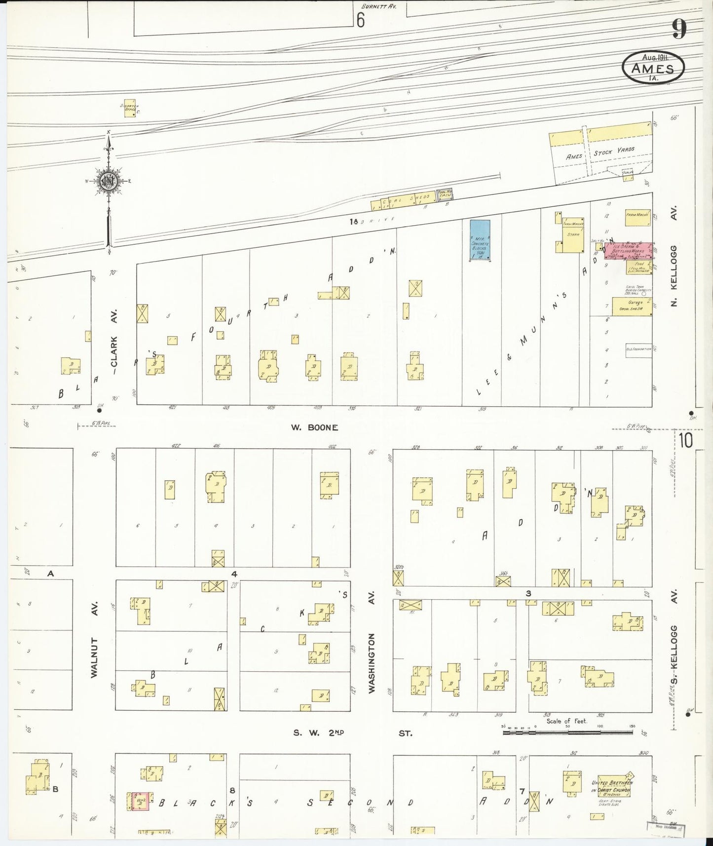 Sanborn Fire Insurance Map from Ames, Story County, Iowa (1911), Sheet #0009 - Historic Sanborn Fire Insurance Map Print