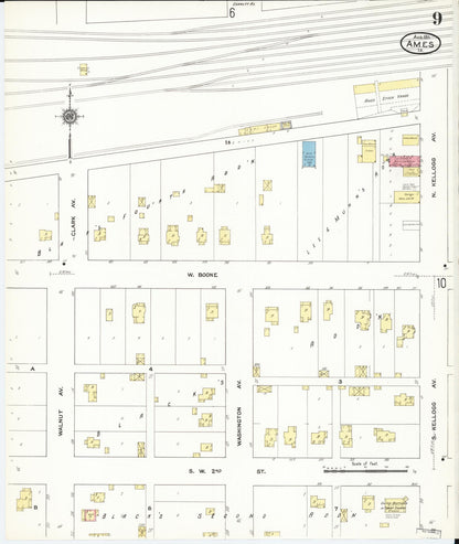 Sanborn Fire Insurance Map from Ames, Story County, Iowa (1911), Sheet #0009 - Historic Sanborn Fire Insurance Map Print