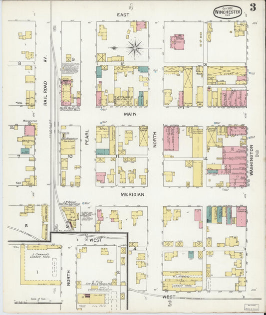 Sanborn Fire Insurance Map from Winchester, Randolph County, Indiana (1892), Sheet #0003 - Historic Sanborn Fire Insurance Map Print, vintage old map wall art, antique decor, genealogy gift, Indiana Indiana map