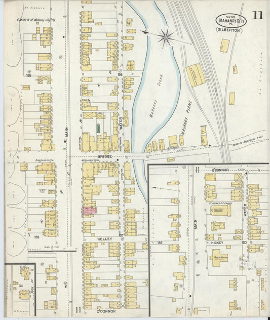 Sanborn Fire Insurance Map from Mahanoy City, Schuylkill County, Pennsylvania (1902), Sheet #0011 - Historic Sanborn Fire Insurance Map Print, vintage old map wall art, antique decor, genealogy gift, Pennsylvania Pennsylvania map