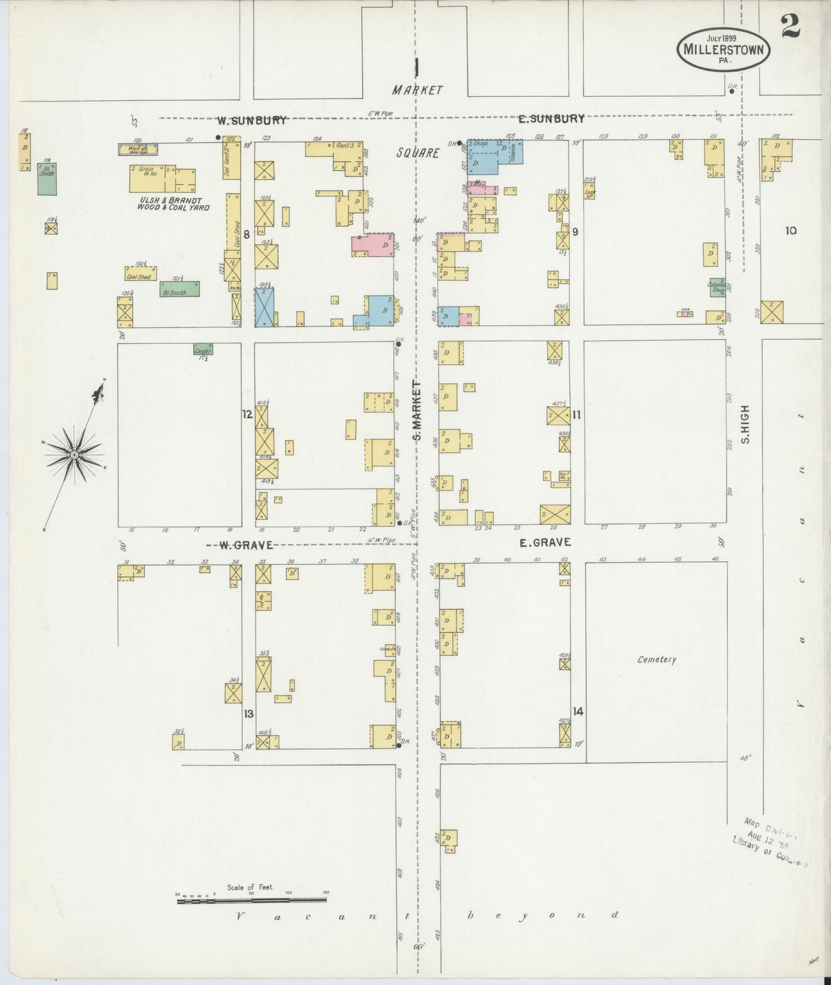 Sanborn Fire Insurance Map from Millerstown, Perry County, Pennsylvania (1899), Sheet #0002 - Complete Map Set gallery image, historic Sanborn map, vintage wall art, Pennsylvania Pennsylvania