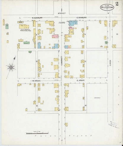 Sanborn Fire Insurance Map from Millerstown, Perry County, Pennsylvania (1899), Sheet #0002 - Complete Map Set gallery image, historic Sanborn map, vintage wall art, Pennsylvania Pennsylvania