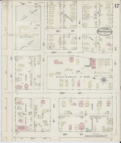 Sanborn Fire Insurance Map from Rock Island, Rock Island County, Illinois (1886), Sheet #0017 - Complete Map Set gallery image, historic Sanborn map, vintage wall art, Illinois Illinois