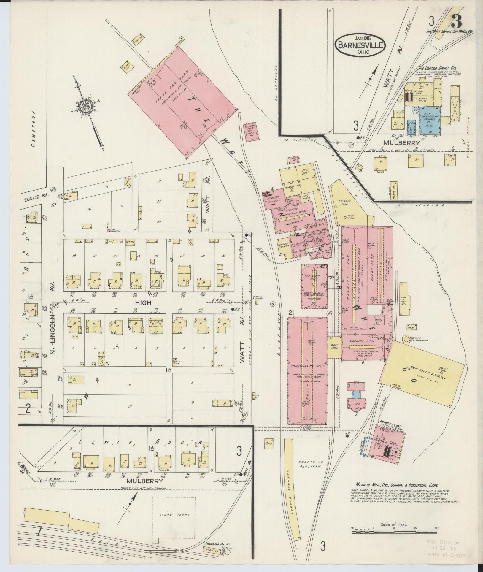 Sanborn Fire Insurance Map from Barnesville, Belmont County, Ohio (1915), Sheet #0003 - Complete Map Set gallery image, historic Sanborn map, vintage wall art, Ohio Ohio