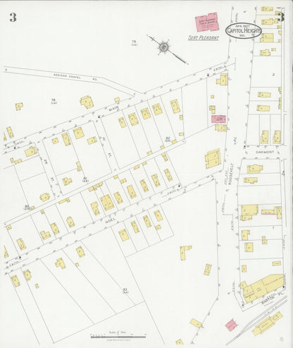 Sanborn Fire Insurance Map from Capitol Heights, Prince Georges County, Maryland (1927), Sheet #0003 - Complete Map Set gallery image, historic Sanborn map, vintage wall art, Maryland Maryland