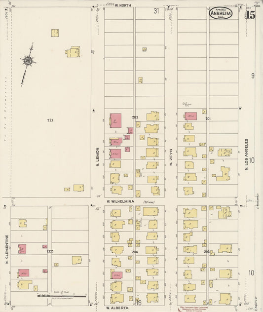 Sanborn Fire Insurance Map from Anaheim, Orange County, California (1922), Sheet #0015 - Historic Sanborn Fire Insurance Map Print, vintage old map wall art, antique decor, genealogy gift, California California map