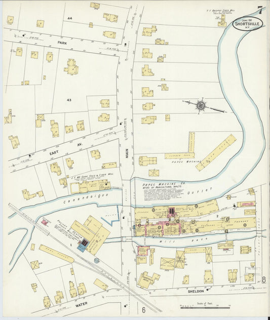 Sanborn Fire Insurance Map from Shortsville, Ontario County, New York (1911), Sheet #0007 - Historic Sanborn Fire Insurance Map Print, vintage old map wall art, antique decor, genealogy gift, New York New York map
