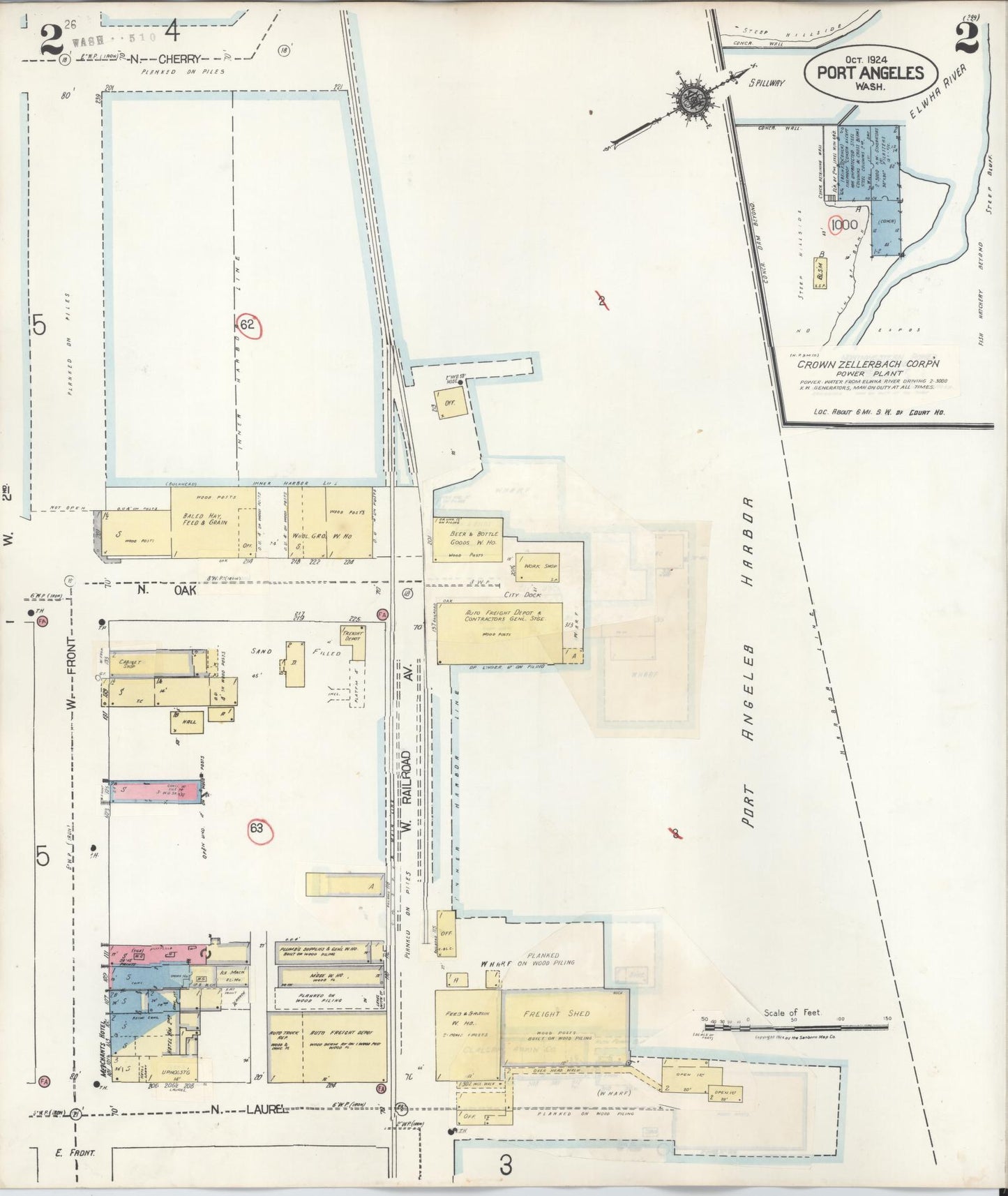 Sanborn Fire Insurance Map from Port Angeles, Clallam County, Washington (1949), Sheet #0002 - Complete Map Set gallery image, historic Sanborn map, vintage wall art, Washington Washington