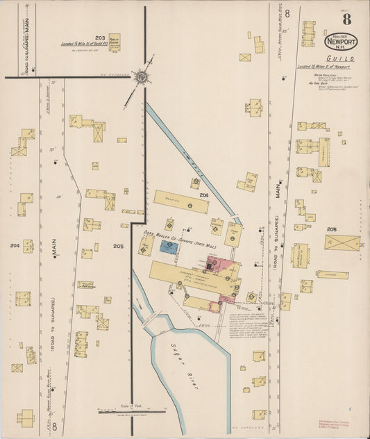Sanborn Fire Insurance Map from Newport, Sullivan County, New Hampshire (1921), Sheet #0008 - Historic Sanborn Fire Insurance Map Print, vintage old map wall art, antique decor, genealogy gift, New Hampshire New Hampshire map