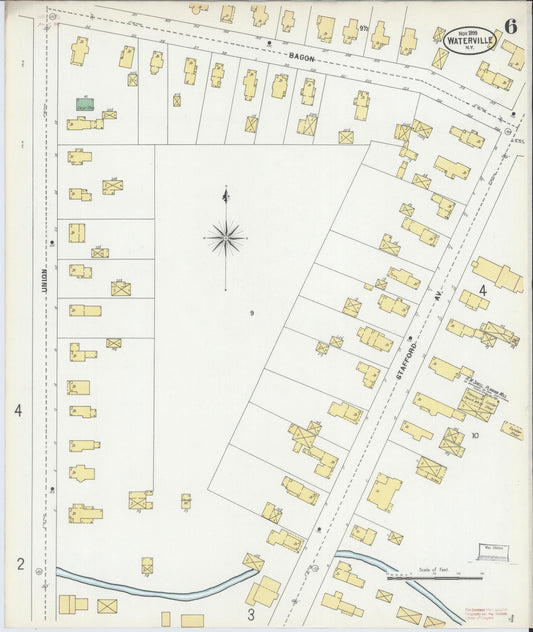 Sanborn Fire Insurance Map from Waterville, Oneida County, New York (1899), Sheet #0006 - Historic Sanborn Fire Insurance Map Print, vintage old map wall art, antique decor, genealogy gift, New York New York map