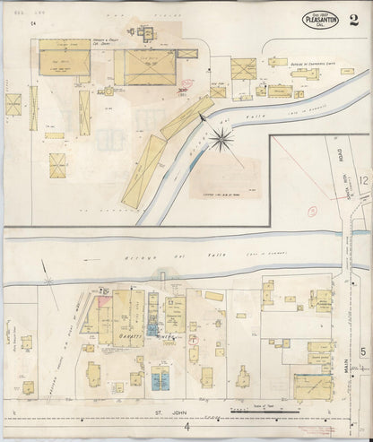 Sanborn Fire Insurance Map from Pleasanton, Alameda County, California (1943), Sheet #0002 - Complete Map Set gallery image, historic Sanborn map, vintage wall art, California California