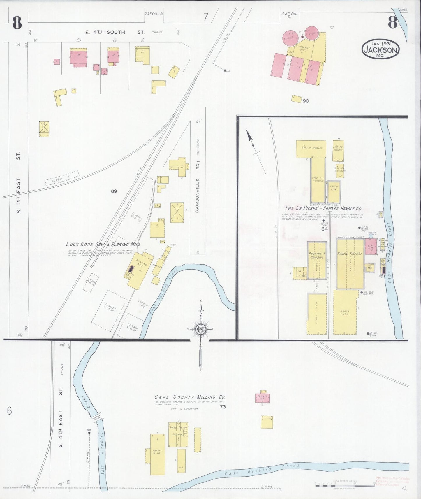 Sanborn Fire Insurance Map from Jackson, Cape Girardeau County, Missouri (1931), Sheet #0008 - Complete Map Set gallery image, historic Sanborn map, vintage wall art, Missouri Missouri