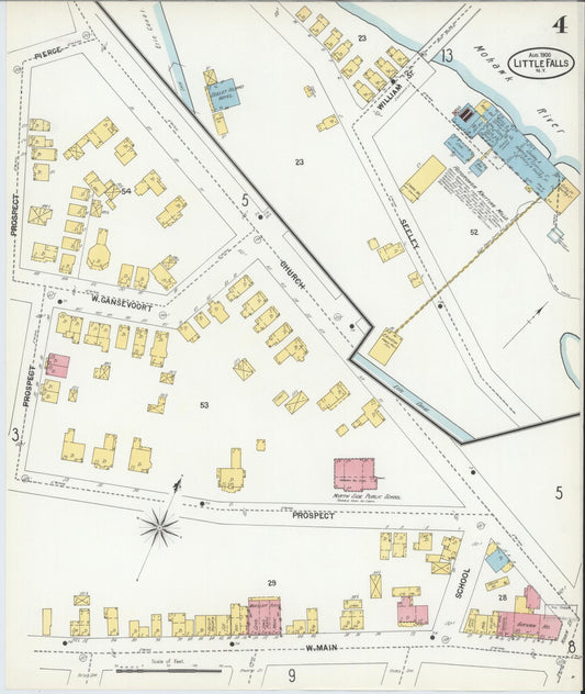 Sanborn Fire Insurance Map from Little Falls, Herkimer County, New York (1900), Sheet #0004 - Historic Sanborn Fire Insurance Map Print, vintage old map wall art, antique decor, genealogy gift, New York New York map