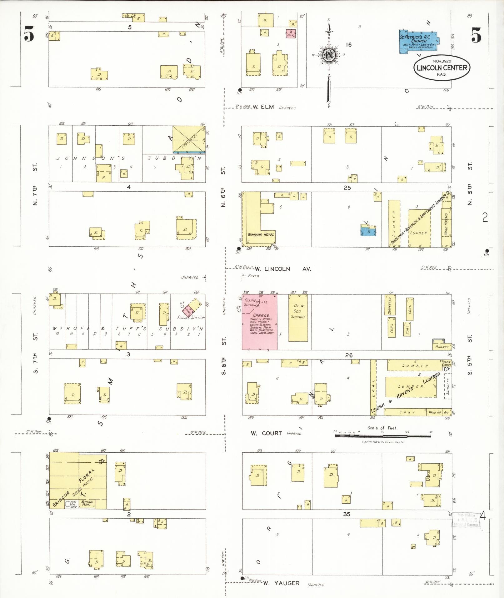 Sanborn Fire Insurance Map from Lincoln, Lincoln County, Kansas (1928), Sheet #0005 - Historic Sanborn Fire Insurance Map Print, vintage old map wall art, antique decor, genealogy gift, Kansas Kansas map
