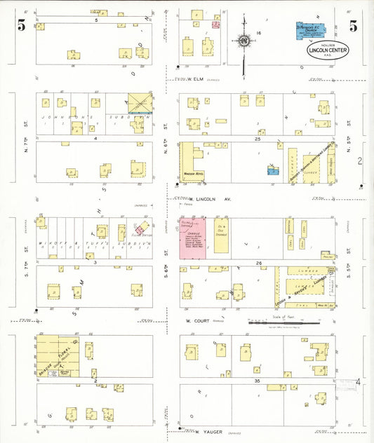 Sanborn Fire Insurance Map from Lincoln, Lincoln County, Kansas (1928), Sheet #0005 - Historic Sanborn Fire Insurance Map Print, vintage old map wall art, antique decor, genealogy gift, Kansas Kansas map