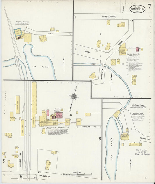 Sanborn Fire Insurance Map from Mansfield, Tioga County, Pennsylvania (1911), Sheet #0007 - Historic Sanborn Fire Insurance Map Print, vintage old map wall art, antique decor, genealogy gift, Pennsylvania Pennsylvania map