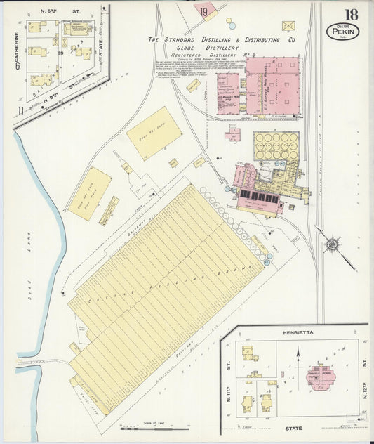 Sanborn Fire Insurance Map from Pekin, Tazewell County, Illinois (1909), Sheet #0018 - Historic Sanborn Fire Insurance Map Print, vintage old map wall art, antique decor, genealogy gift, Illinois Illinois map