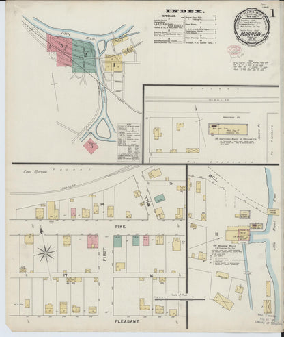 Sanborn Fire Insurance Map from Morrow, Warren County, Ohio (1895), Sheet #0001 - Historic Sanborn Fire Insurance Map Print, vintage old map wall art, antique decor, genealogy gift, Ohio Ohio map