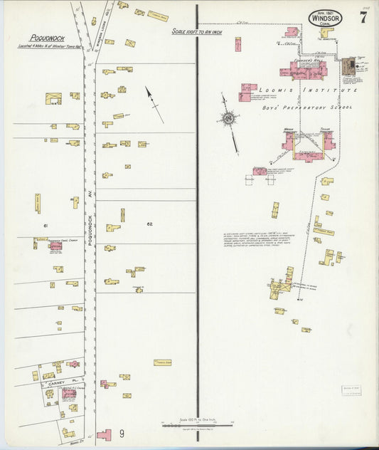 Sanborn Fire Insurance Map from Windsor, Hartford County, Connecticut (1921), Sheet #0007 - Historic Sanborn Fire Insurance Map Print, vintage old map wall art, antique decor, genealogy gift, Connecticut Connecticut map