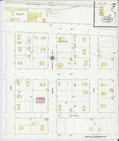 Sanborn Fire Insurance Map from Henry, Codington County, South Dakota (1921), Sheet #0002 - Complete Map Set gallery image, historic Sanborn map, vintage wall art, South Dakota South Dakota