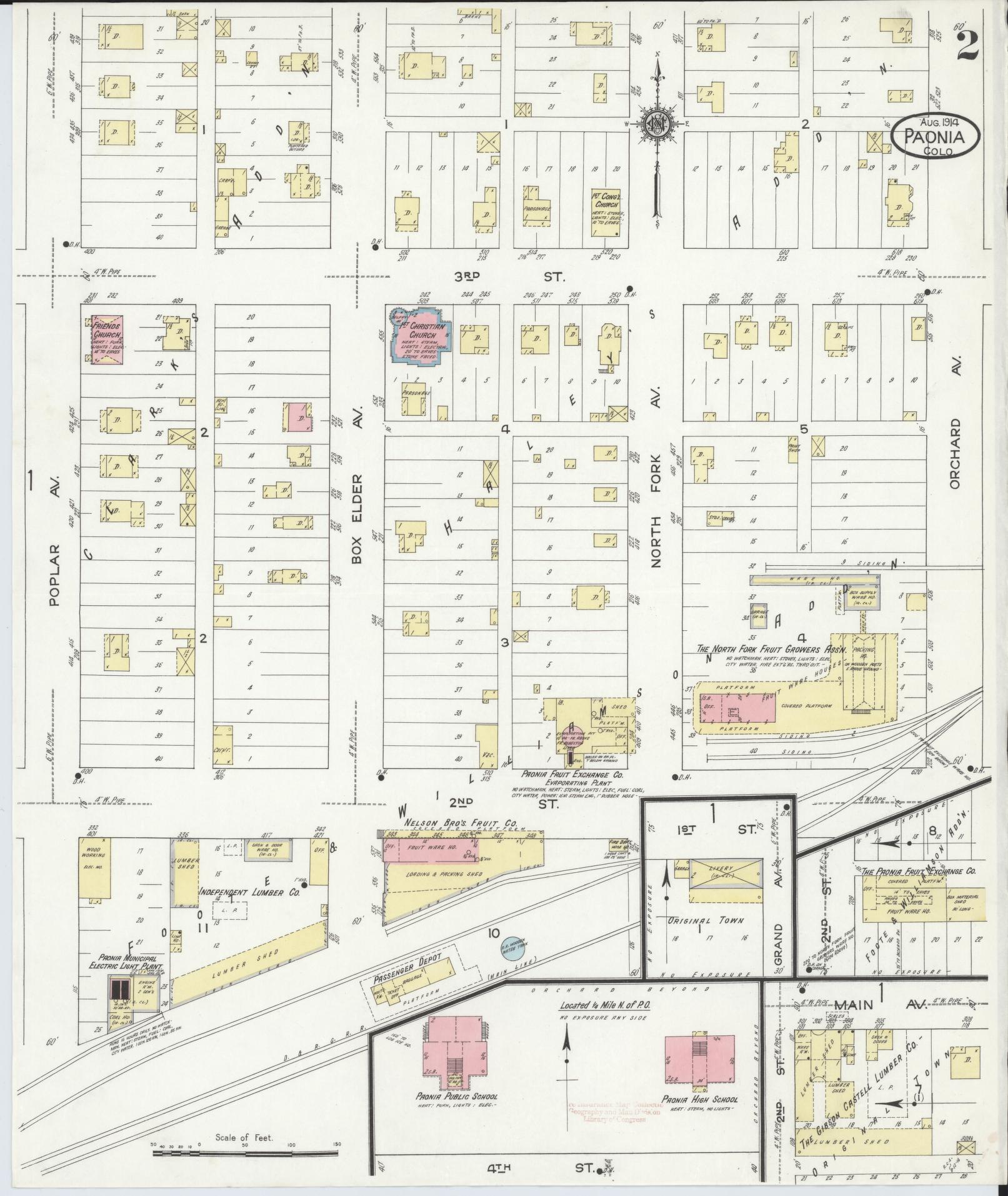 Sanborn Fire Insurance Map from Paonia, Delta County, Colorado (1914), Sheet #0002 - Complete Map Set gallery image, historic Sanborn map, vintage wall art, Colorado Colorado