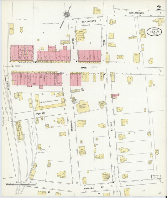 Sanborn Fire Insurance Map from Italy, Ellis County, Texas (1912), Sheet #0002 - Historic Sanborn Fire Insurance Map Print, vintage old map wall art, antique decor, genealogy gift, Texas Texas map