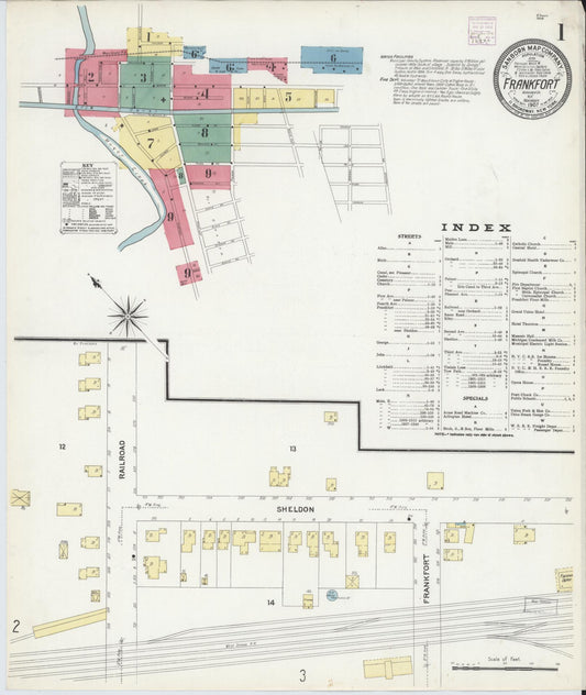 Sanborn Fire Insurance Map from Frankfort, Herkimer County, New York (1907), Sheet #0001 - Complete Map Set gallery image, historic Sanborn map, vintage wall art, New York New York