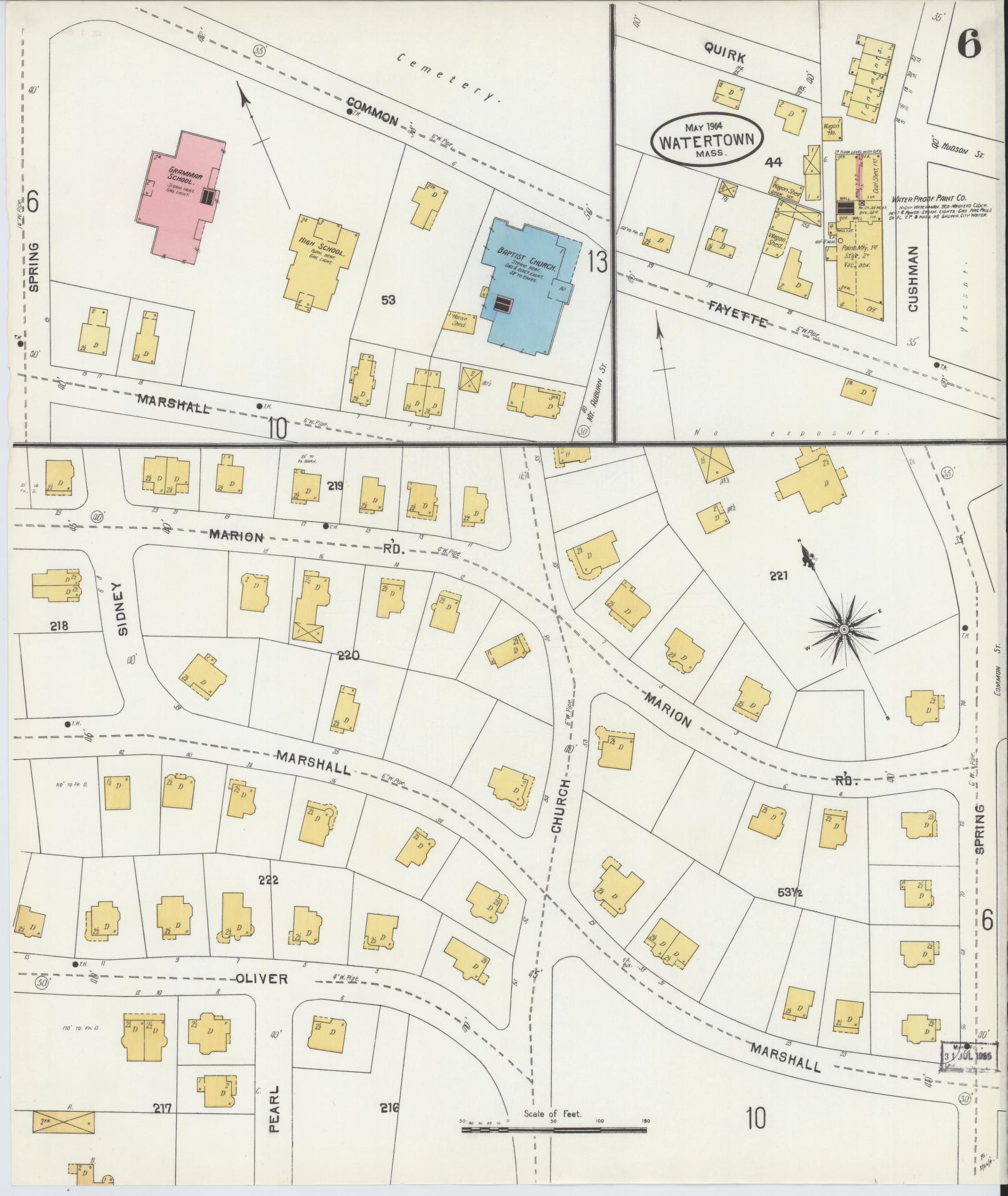 Sanborn Fire Insurance Map from Watertown, Middlesex County, Massachusetts (1904), Sheet #0006 - Complete Map Set gallery image, historic Sanborn map, vintage wall art, Massachusetts Massachusetts