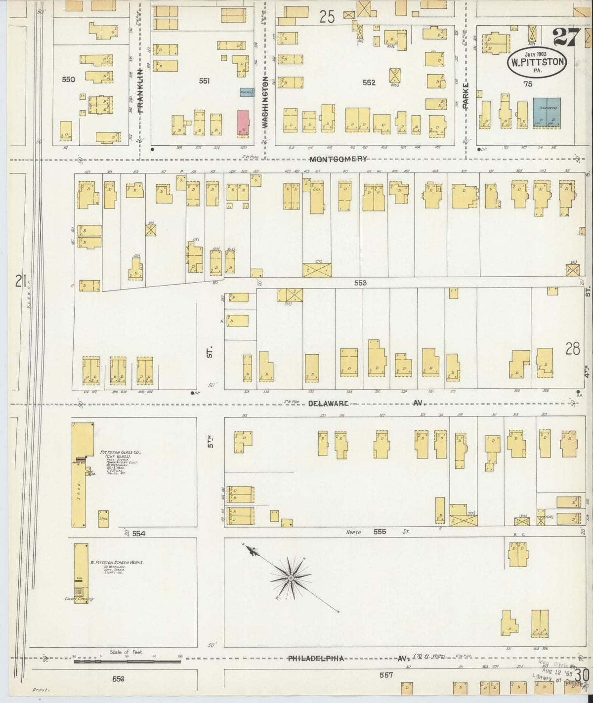 Sanborn Fire Insurance Map from Pittston, Luzerne County, Pennsylvania (1903), Sheet #0027 - Complete Map Set gallery image, historic Sanborn map, vintage wall art, Pennsylvania Pennsylvania