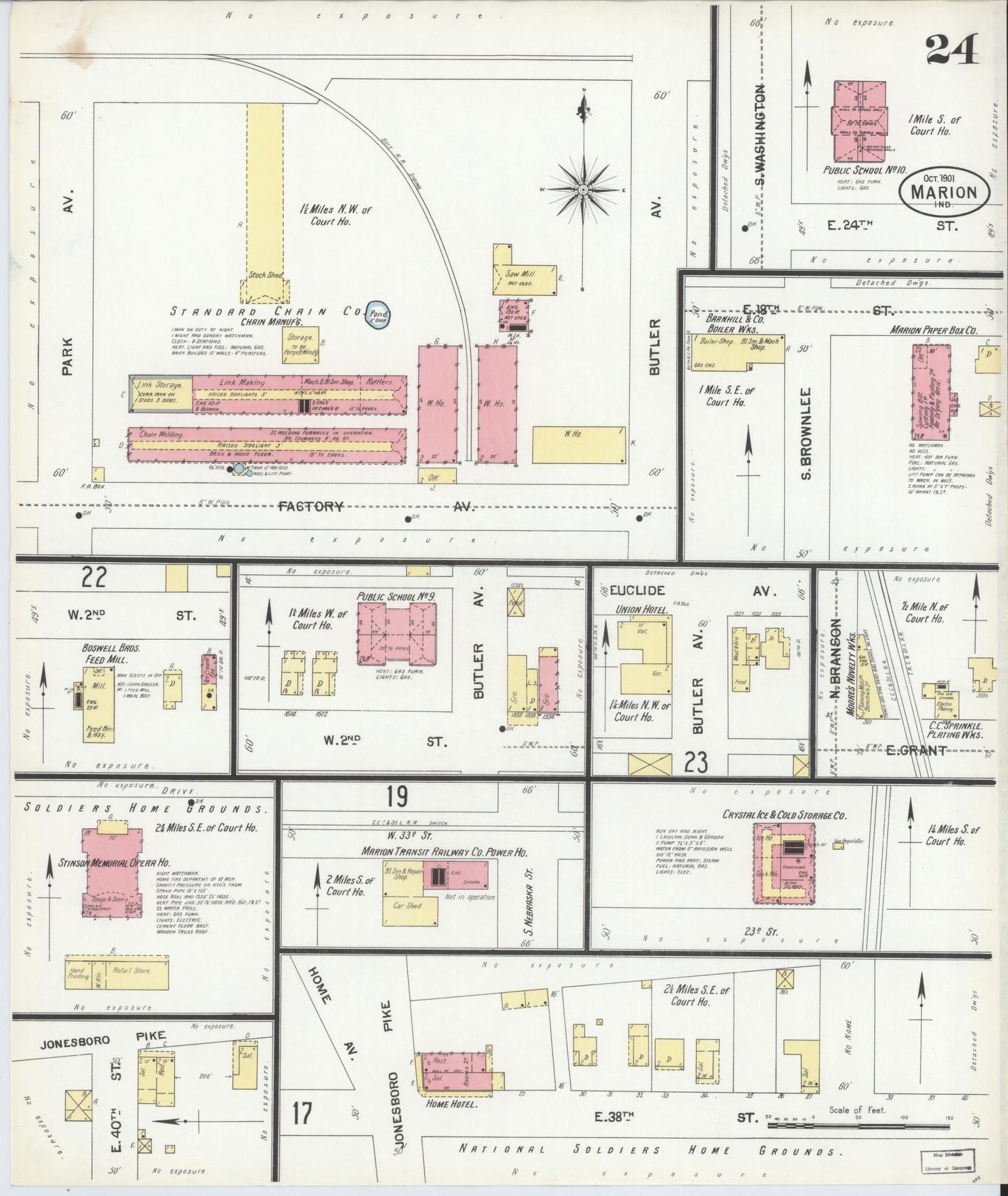 Sanborn Fire Insurance Map from Marion, Grant County, Indiana (1901), Sheet #0024 - Complete Map Set gallery image, historic Sanborn map, vintage wall art, Indiana Indiana