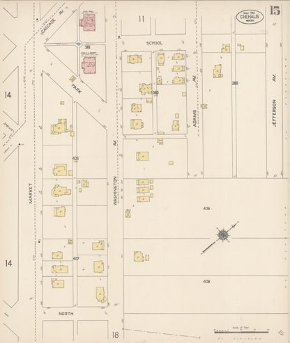 Sanborn Fire Insurance Map from Chehalis, Lewis County, Washington (1912), Sheet #0015 - Complete Map Set gallery image, historic Sanborn map, vintage wall art, Washington Washington